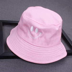 Planet Gates Women Smile Bucket Hat Double Sided Bucket Hat Smiling Face Unisex Fashion Bob Cap Hip Hop Gorro Men Summer Cap