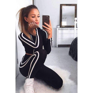 Planet Gates Women Sport Suit Top and Pants Fitness Casua Set Long Sleeves Sports Colthing Pants Workout Leggings Sexy Sweatsuit