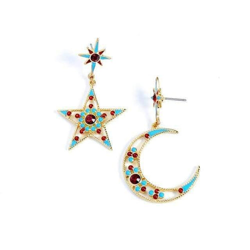 Planet Gates Women Star Moon Dangle Earrings Personalized Fashion Alloy Enamel Earrings for Women Jewelry Gift