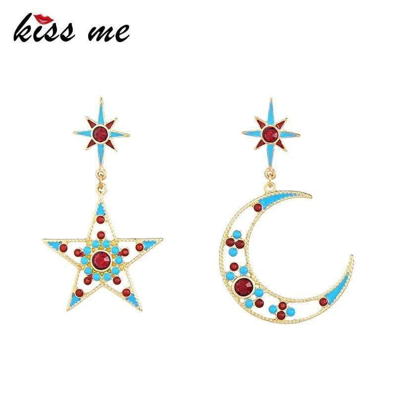 Planet Gates Women Star Moon Dangle Earrings Personalized Fashion Alloy Enamel Earrings for Women Jewelry Gift