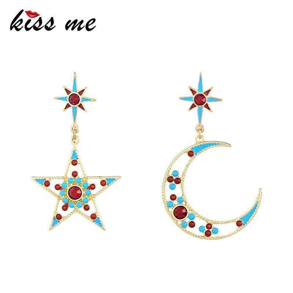 Planet Gates Women Star Moon Dangle Earrings Personalized Fashion Alloy Enamel Earrings for Women Jewelry Gift