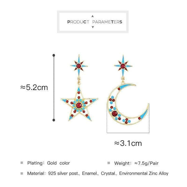 Planet Gates Women Star Moon Dangle Earrings Personalized Fashion Alloy Enamel Earrings for Women Jewelry Gift