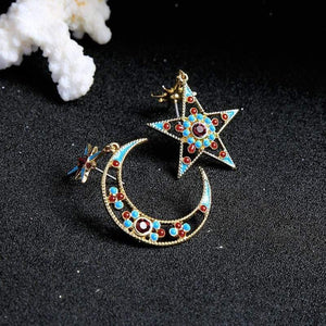 Planet Gates Women Star Moon Dangle Earrings Personalized Fashion Alloy Enamel Earrings for Women Jewelry Gift