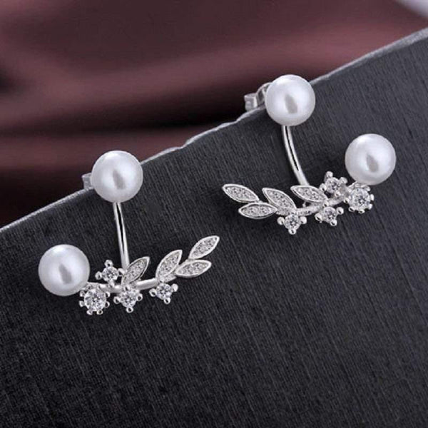 Women Stud Earring 925 Sterling Silver with 5A Grade Cubic Zircon Pearl Ear Brincos Wedding Party Accessories Gift