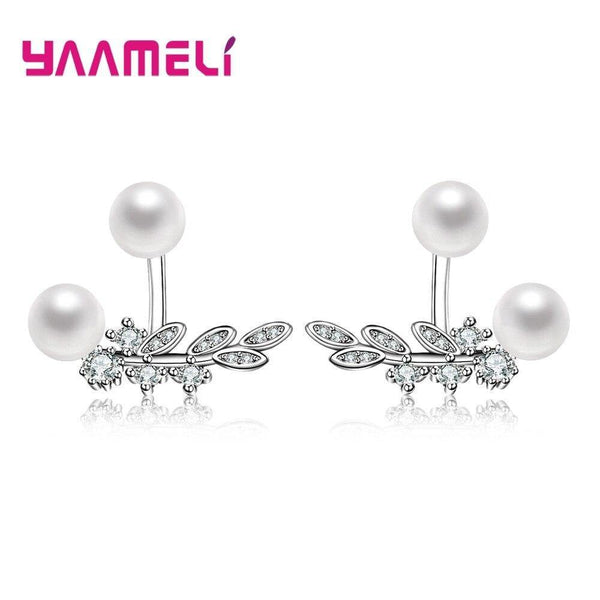 Women Stud Earring 925 Sterling Silver with 5A Grade Cubic Zircon Pearl Ear Brincos Wedding Party Accessories Gift