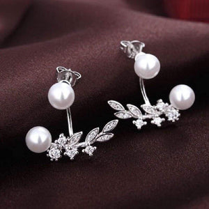 Women Stud Earring 925 Sterling Silver with 5A Grade Cubic Zircon Pearl Ear Brincos Wedding Party Accessories Gift