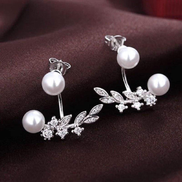 Women Stud Earring 925 Sterling Silver with 5A Grade Cubic Zircon Pearl Ear Brincos Wedding Party Accessories Gift
