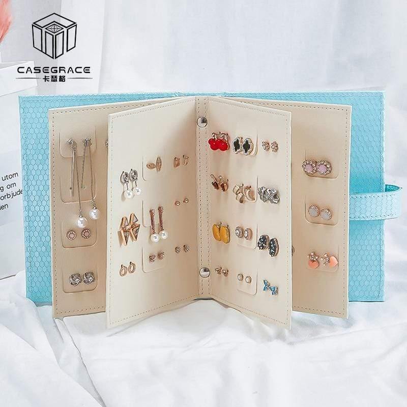 Planet Gates Women Stud Earrings Organizer Book PU Leather Earring Storage Box Creative Casket Jewelry Display Holder Jewellery Organizer