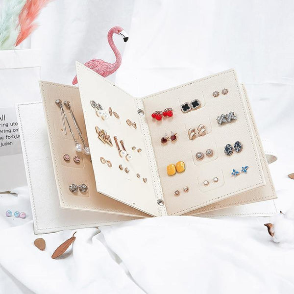 Planet Gates Women Stud Earrings Organizer Book PU Leather Earring Storage Box Creative Casket Jewelry Display Holder Jewellery Organizer