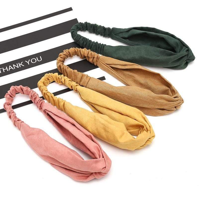 Women Summer Autumn Suede Headband Vintage Cross Knot Elastic Hair Bands Soft Solid Girls Hairband Hair Accessories