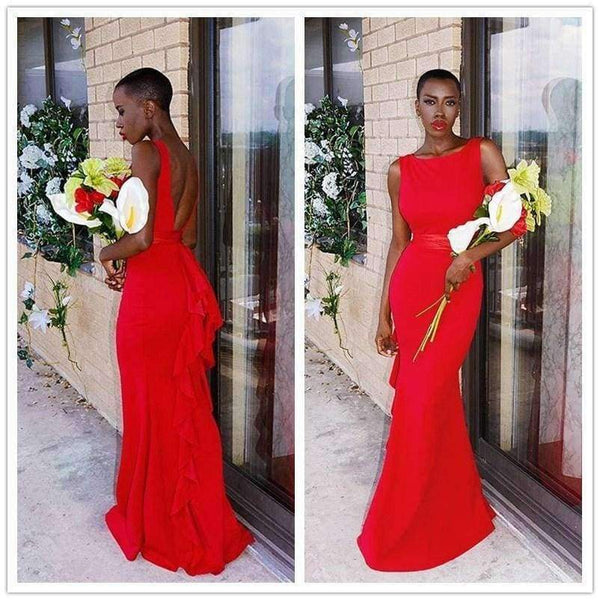 Planet Gates Women Summer Round Neck Solid Sleeveless Backless Sexy Package Hip Bow Tie Bodycon Flounce Fishtail Long Dress Party Dress