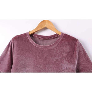 Planet Gates Women T Shirt Short Sleeve Crushed Velvet Summer Womens Tops And T Shirts O-Neck Woman Tee Shirt Femme Manche Courte