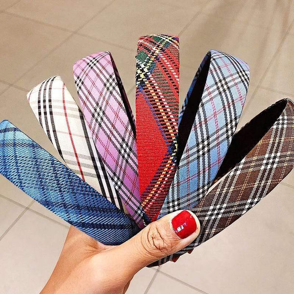 Women Vintage Elegant Wide Plaid Simple Hairbands Sweet Headband Hair Holder Ornament Fashion Hair Accessories