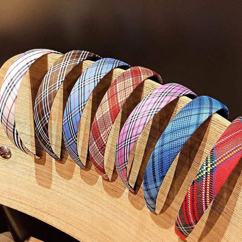 Women Vintage Elegant Wide Plaid Simple Hairbands Sweet Headband Hair Holder Ornament Fashion Hair Accessories