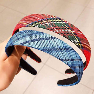 Women Vintage Elegant Wide Plaid Simple Hairbands Sweet Headband Hair Holder Ornament Fashion Hair Accessories