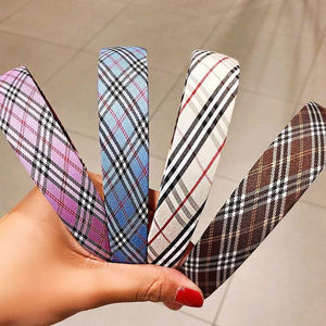 Women Vintage Elegant Wide Plaid Simple Hairbands Sweet Headband Hair Holder Ornament Fashion Hair Accessories