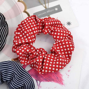 Women Vintage Hair Scrunchie Dot Plaid Hair Rope Girls Elastic Hair Band Ponytail Holder Striped Rubber Band Hair Accessories