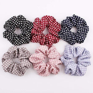 Women Vintage Hair Scrunchie Dot Plaid Hair Rope Girls Elastic Hair Band Ponytail Holder Striped Rubber Band Hair Accessories