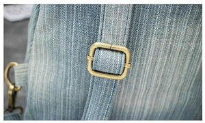 Planet Gates Women Vintage Washed Denim Jean Backpack Girl Fashion Multifunctional Travel Shoulder Bag Big Campus Mochila Bolsa B187