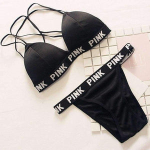 Planet Gates Women vs Lounge Underwear Fitness Wireless Loungewear Lingerie Bra Set Black and White Bras Sets