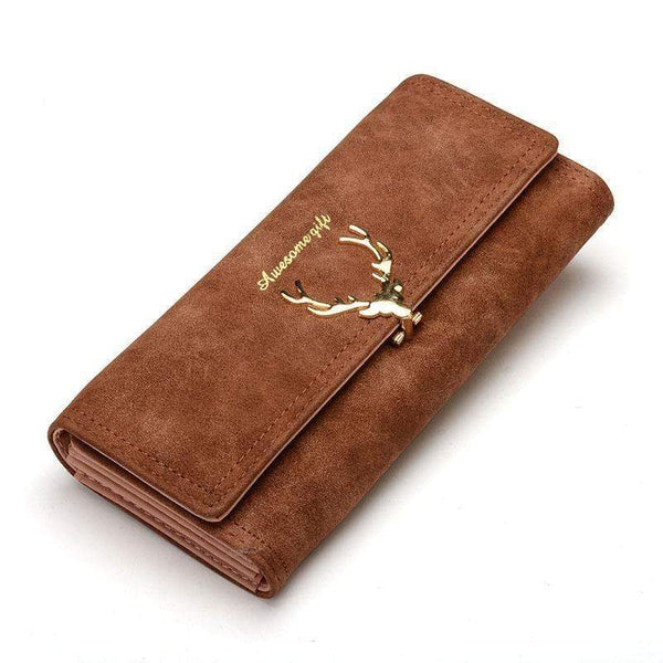 Planet Gates Women Wallet Card Wallet Female Purse Leather Trifold Long Coin Holder Phone Wallet Metal Christmas Deer Cash Pocket Fashion