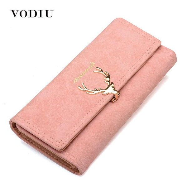 Planet Gates Women Wallet Card Wallet Female Purse Leather Trifold Long Coin Holder Phone Wallet Metal Christmas Deer Cash Pocket Fashion