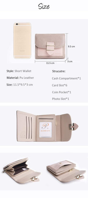 Planet Gates Women Wallet Female Middle Scrub PursesLeather Portefeuille Femme Carteira Feminina Patchwork  Card Holder Short Cartera Mujer