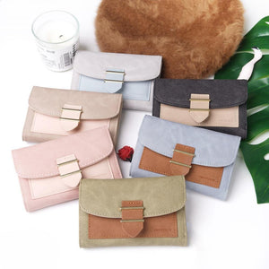 Planet Gates Women Wallet Female Middle Scrub PursesLeather Portefeuille Femme Carteira Feminina Patchwork  Card Holder Short Cartera Mujer