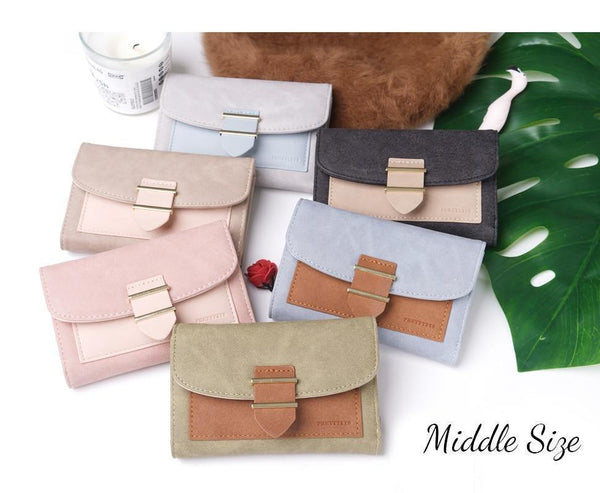 Planet Gates Women Wallet Female Middle Scrub PursesLeather Portefeuille Femme Carteira Feminina Patchwork  Card Holder Short Cartera Mujer