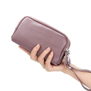 Planet Gates Women Wallet Genuine Leather 3 layers Zipper Wristlet Bag Big Capacity Lady Clutch Coin Purse Mobile phone bag black