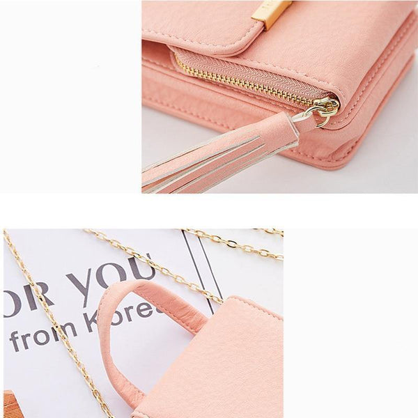 Planet Gates Women Wallet High Quality Leather Card Holder Female Shoulder Money Phone Purses Fashion Chain Small Purse Bags