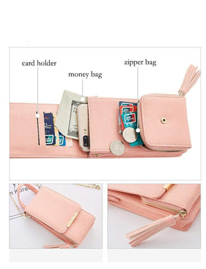 Planet Gates Women Wallet High Quality Leather Card Holder Female Shoulder Money Phone Purses Fashion Chain Small Purse Bags