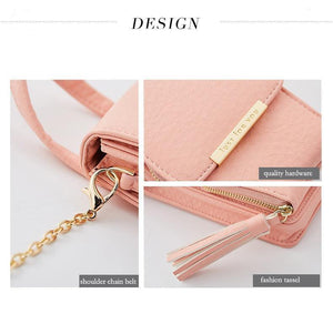 Planet Gates Women Wallet High Quality Leather Card Holder Female Shoulder Money Phone Purses Fashion Chain Small Purse Bags