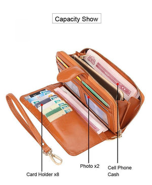 Planet Gates Women Wallet High Quality Wristlet Clutch Wallet Female Card Holder Leather Ladies Long Purses