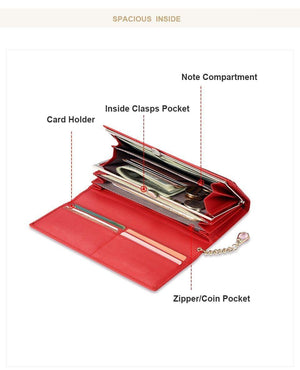 Planet Gates Women Wallet PU Magnetic Closure Women Wallets Long Wallets Clutch Purse Red Card Holder Coin Purse Clasps New