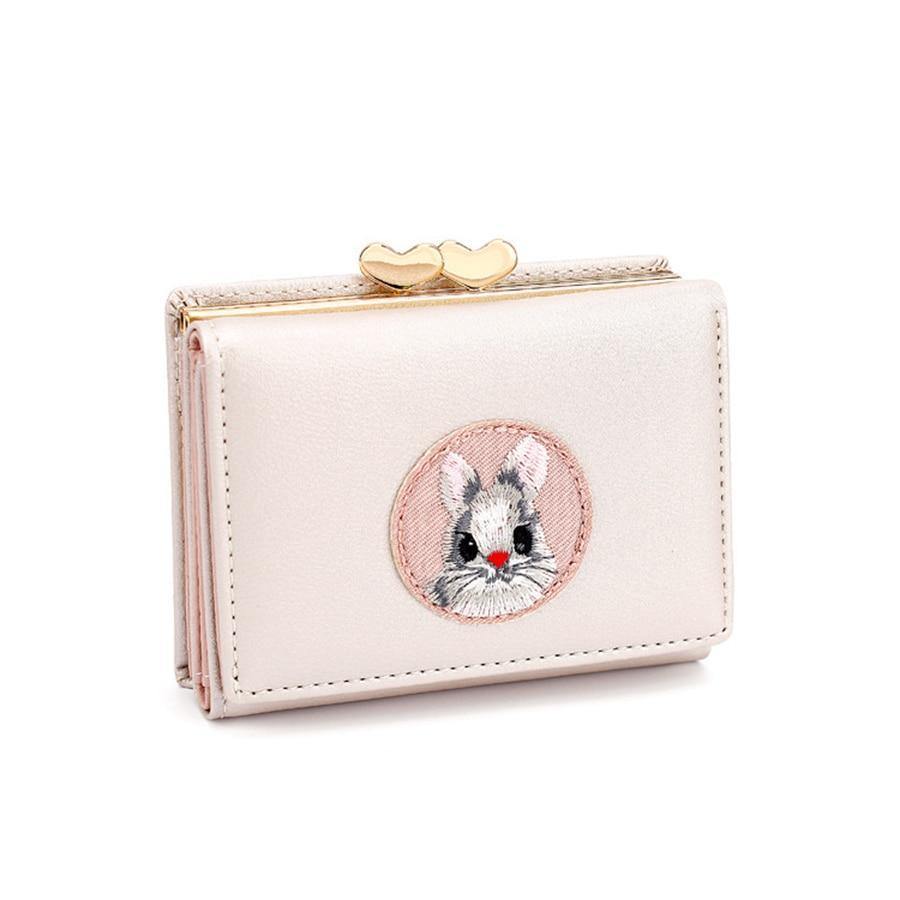 Planet Gates Women Wallet Rabbit Cloth Stickers Change Folder Japanese Kawaii Girl Short Multi-function Coin Purse Card Sets