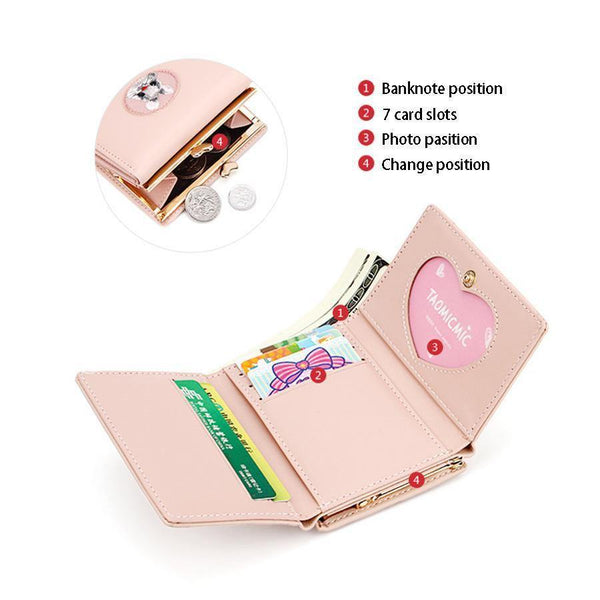 Planet Gates Women Wallet Rabbit Cloth Stickers Change Folder Japanese Kawaii Girl Short Multi-function Coin Purse Card Sets