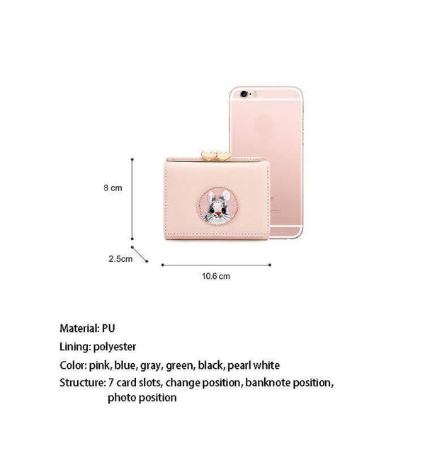 Planet Gates Women Wallet Rabbit Cloth Stickers Change Folder Japanese Kawaii Girl Short Multi-function Coin Purse Card Sets