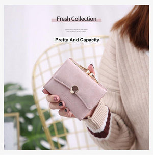 Planet Gates Women wallet small three fold PU leather coin wallet fresh multi-function women purse female coin purse wallet