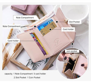 Planet Gates Women wallet small three fold PU leather coin wallet fresh multi-function women purse female coin purse wallet