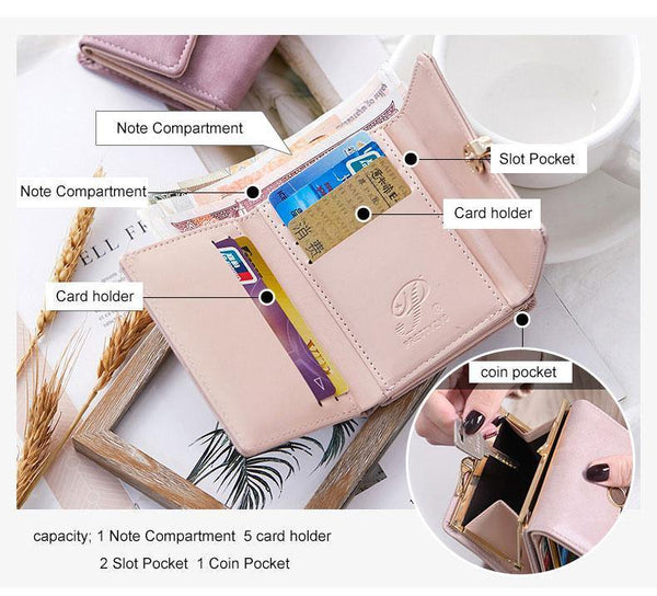 Planet Gates Women wallet small three fold PU leather coin wallet fresh multi-function women purse female coin purse wallet