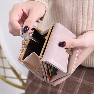 Planet Gates Women wallet small three fold PU leather coin wallet fresh multi-function women purse female coin purse wallet