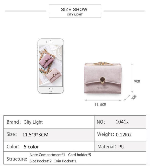 Planet Gates Women wallet small three fold PU leather coin wallet fresh multi-function women purse female coin purse wallet