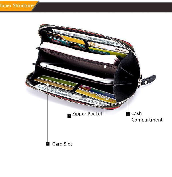 Planet Gates Women Wallet with Interior  Female Large Purse  Carteira Woman Genuine Leather Card Holder Money Bag Ladies Coin