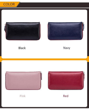 Planet Gates Women Wallet with Interior  Female Large Purse  Carteira Woman Genuine Leather Card Holder Money Bag Ladies Coin