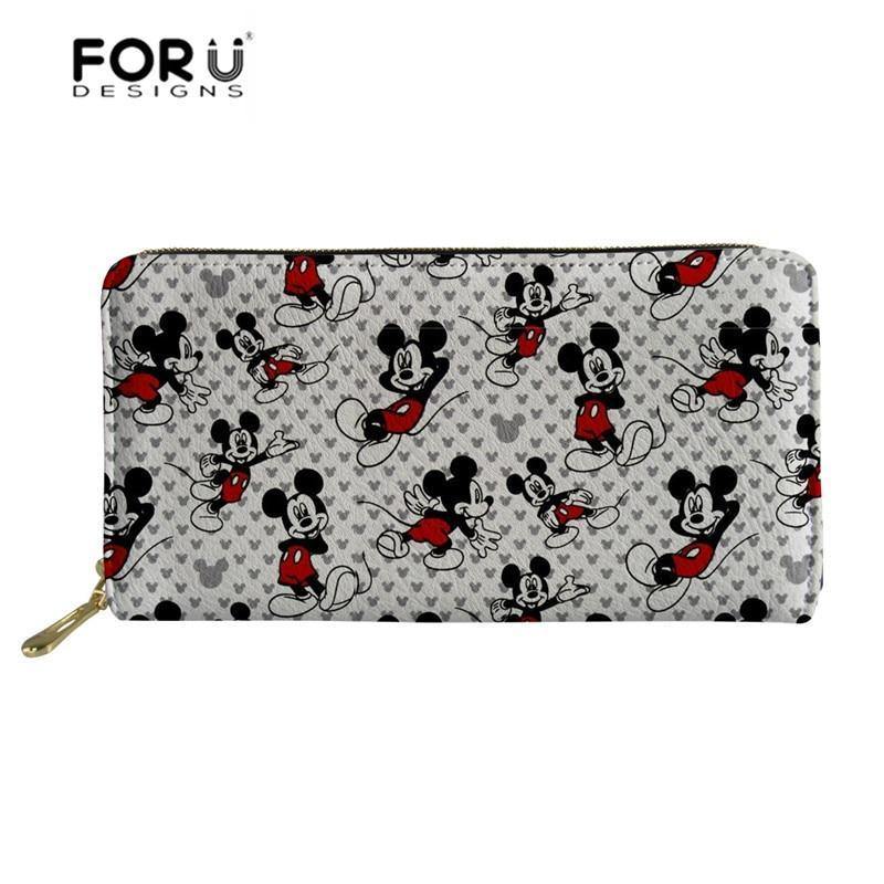 Planet Gates Women Wallets Cartoon Mouse Printing Leather Female Wallet Cute Women's Purse for Coin Card Holder Girls Clutch