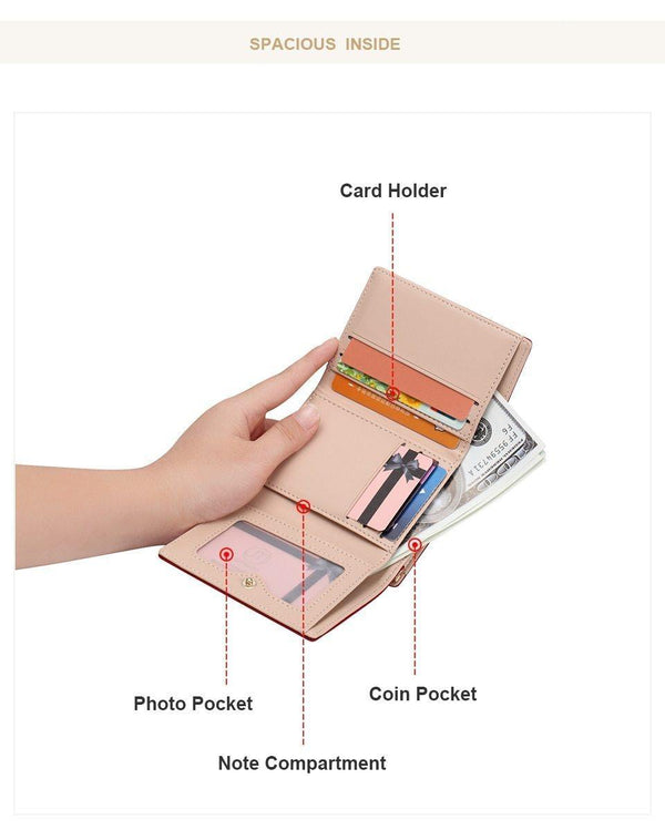 Planet Gates Women Wallets Coin Purse Wallet Small Brand Design High Quality PU Leather Short Wallet Female Purse Card Holder Red