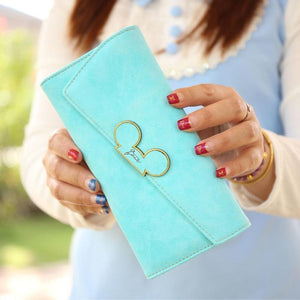 Planet Gates Women Wallets Faux Leather Long Section Hasp Purse Mickey Head Oblique Cover Type Three Fold Clutch Coin Pocket Card Holder
