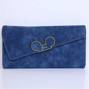 Planet Gates Women Wallets Faux Leather Long Section Hasp Purse Mickey Head Oblique Cover Type Three Fold Clutch Coin Pocket Card Holder