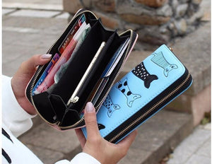 Planet Gates Women wallets leather wallet long style dollar price Women bag card holder cartoon cat coin purse  LS8723fb